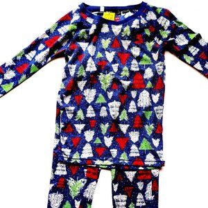 Merry Lane Kids Pajamas Christmas Trees 2 Piece Set Family Shirt Pants Blue XL